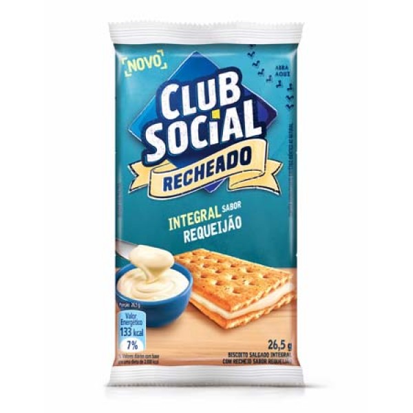 Biscoito Club Social Integral Recheado Requeijão 106G