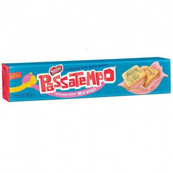 Biscoito Passatempo Recheado Morango 130g