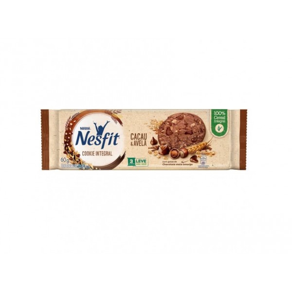 Biscoito Nestlé Nesfit Cookie Integral Cacau e Avelã 60G