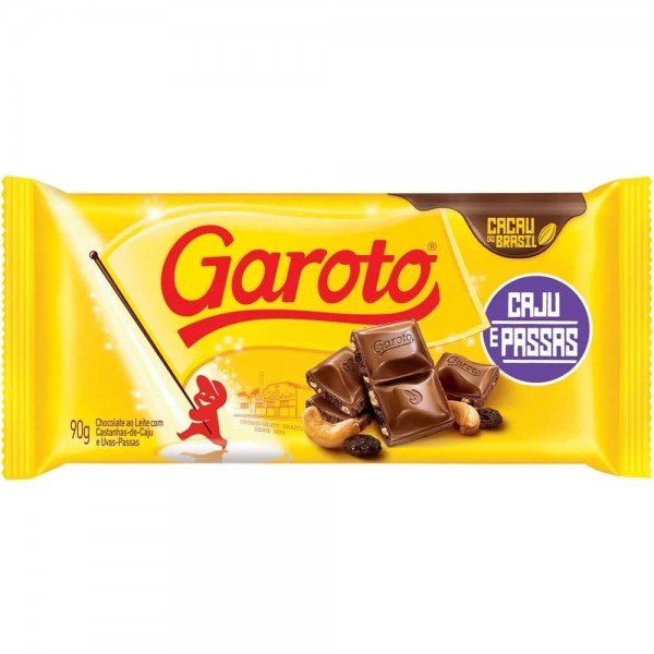 Chocolate Garoto Tablete Caju com Passas 90G