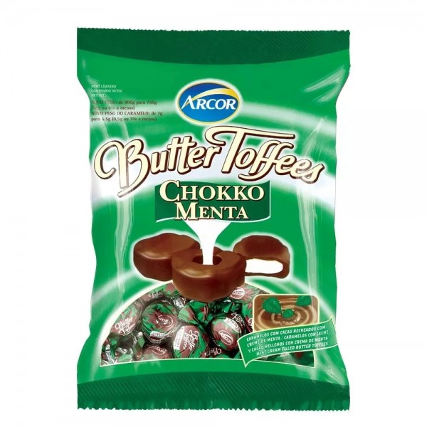 Bala Butter Toffees Chokko Menta 600g - Arcor