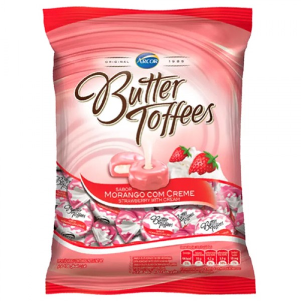 Bala Butter Toffees Morango com Creme 600g - Arcor