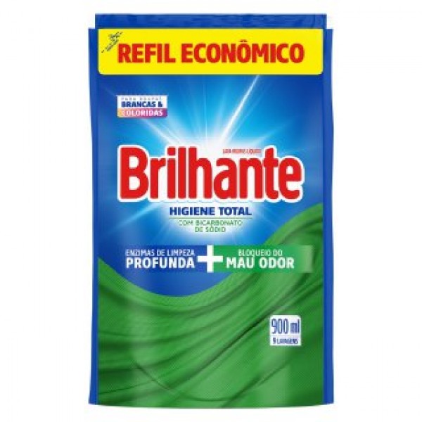 Lava Roupa Líquido Brilhante Higiene Total Refil 900ML