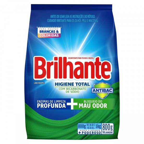 Sabão em Pó Brilhante Brilho Antibac 800G