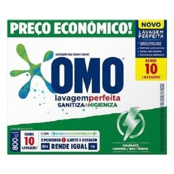 Sabão em Pó OMO Lavagem Perfeita Sanitiza 800G