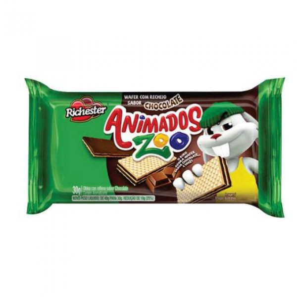 Biscoito Richester Animados Zoo Wafer Chocolate 30g