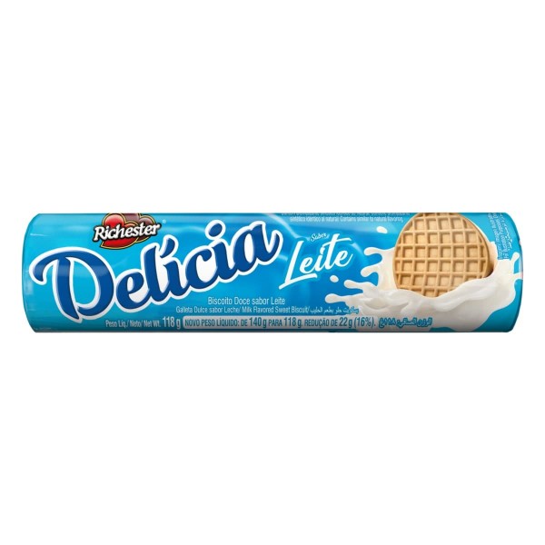 Biscoito Richester Delícia de Leite 118G