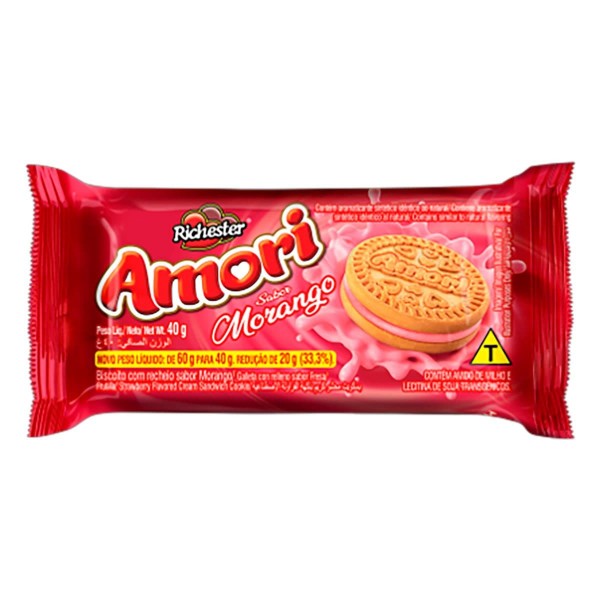 Biscoito Richester Amori Morango 40G