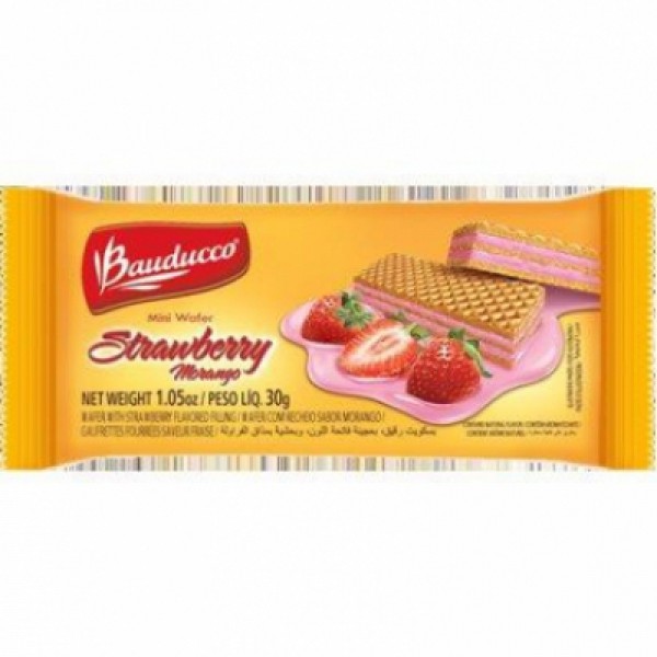 Biscoito Bauducco Mini Wafer Morango 30g