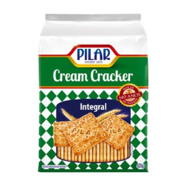 Biscoito Pilar Cream Cracker Integral 420g