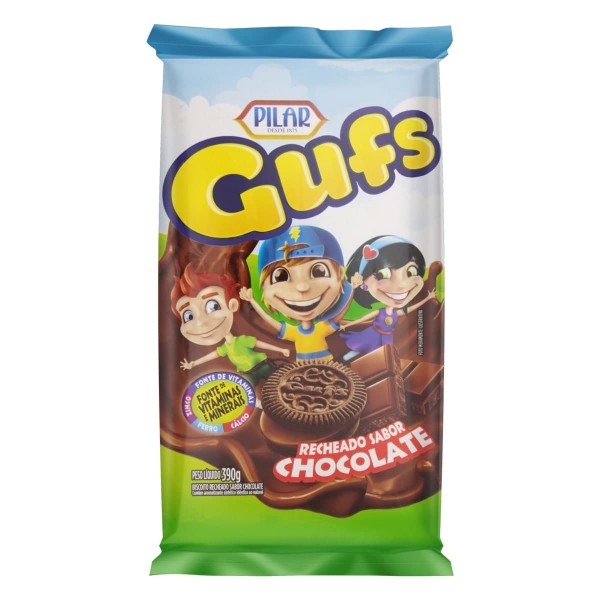 Biscoito Pilar Gufs Recheado Chocolate 390g