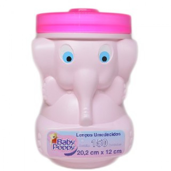 Lenços Umedecidos Baby Poppy Elefante Rosa 150un