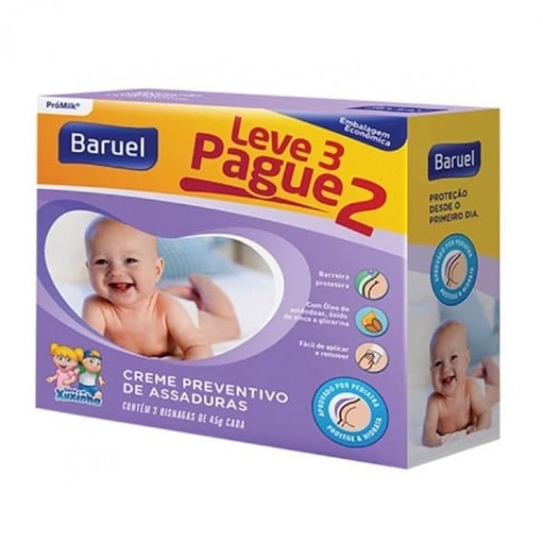 Creme Preventivo de Assaduras Turma da Xuxinha Com 3 Unidades de