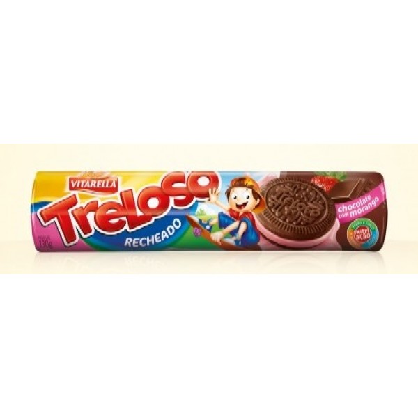 Biscoito Vitarella Treloso Recheado Chocolate com Morango 130g