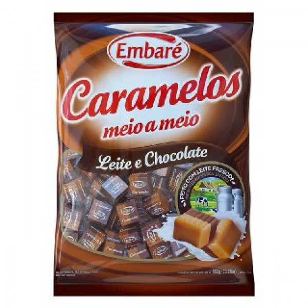 Bala de Caramelo Meio a Meio Leite e Chocolate 660g - Embaré