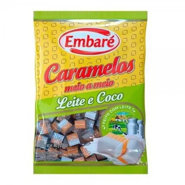 Bala de Caramelo Embare Meio a Meio Leite e Coco 660g