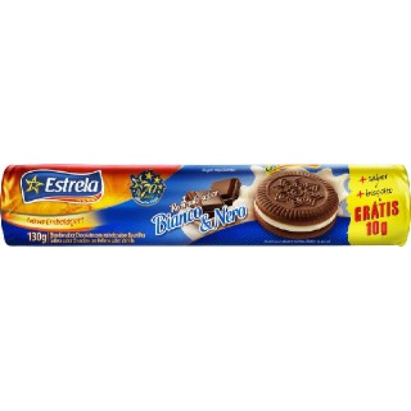 Biscoito Estrela Recheado Bianco e Nero 130G