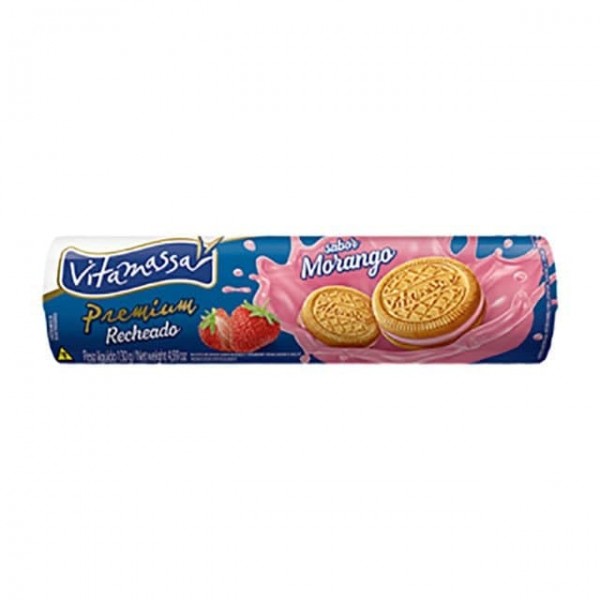 Biscoito Vitamassa Recheado Morango 130g