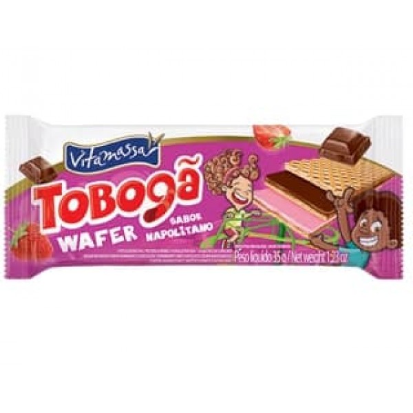 Biscoito Vitamassa Tobogã Wafer Napolitano 35g
