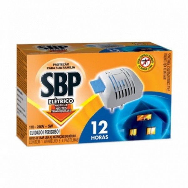 Inseticida Elétrico SBP 12 Horas com 1 Aparelho + Refil 4 Pasti