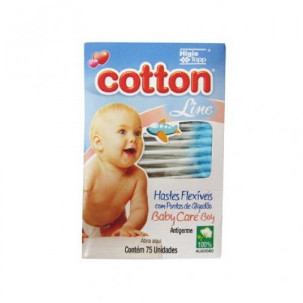 Hates Flexíveis Cotonetes Cotton Line Baby Care Boy 75UN