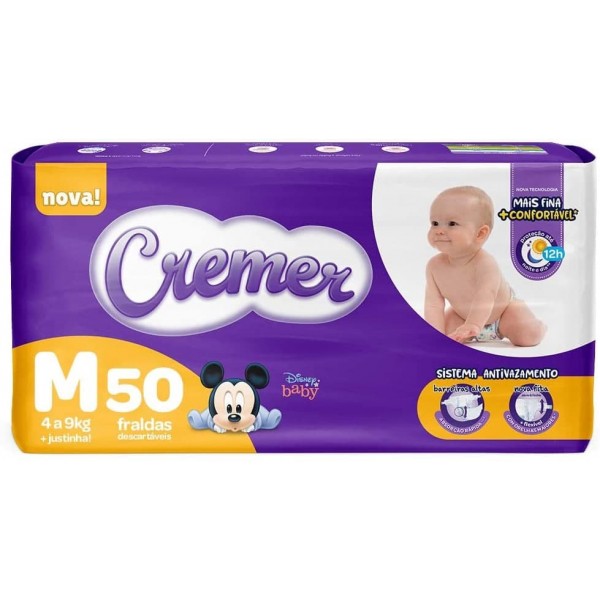 Fralda Cremer Disney Mega M 50 Unidades 