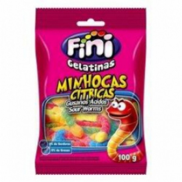 Bala Gelatina Minhocas Cítricas 100g - Fini