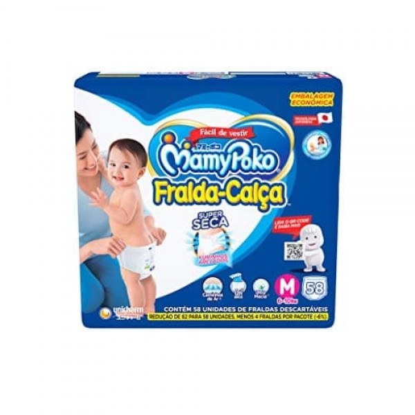 Fralda Calça Mamypoko Hiper M 58 Unidades